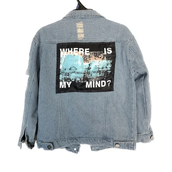 Sold - KAWAII NATION BTS K-POP Where Is My Mind Patch Distressed Denim Jacket - Picture 5 of 13